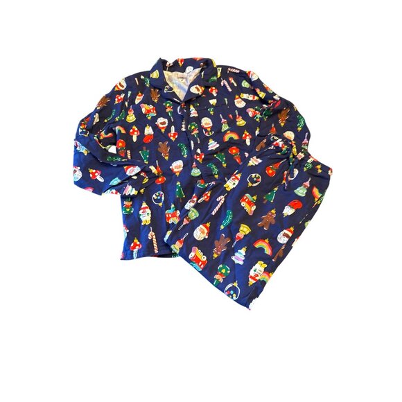 Hanna Andersson Holiday Christmas Print Cotton Adult Pajama Set M - Picture 1 of 5